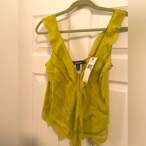 DKNY chartreuse silk sleeveless top size 6